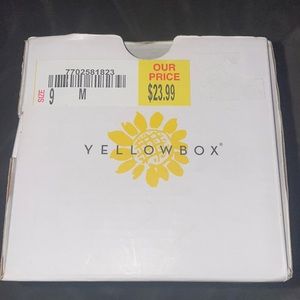 New black yellow box sandals